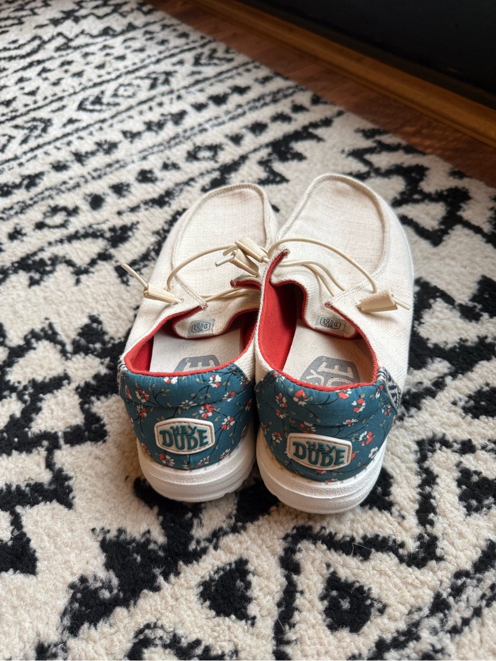 Hey Dude Women's Slip-On Sneakers in Cream & Teal Floral - Picture 1 of 3